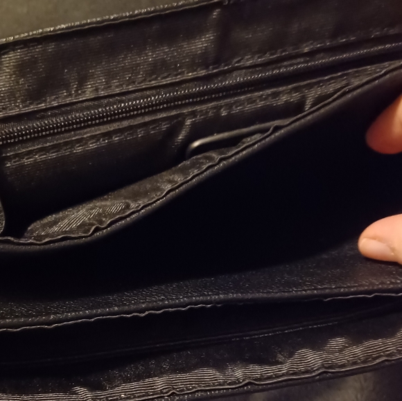 Bebe Black Crossbody Purse faux leather Gold Hardware Handbag - Picture 12 of 14